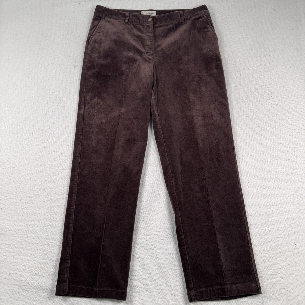 LL Bean Corduroy Pants Womens 12 Straight Fit Brown Preppy Hipster‎ 32x31